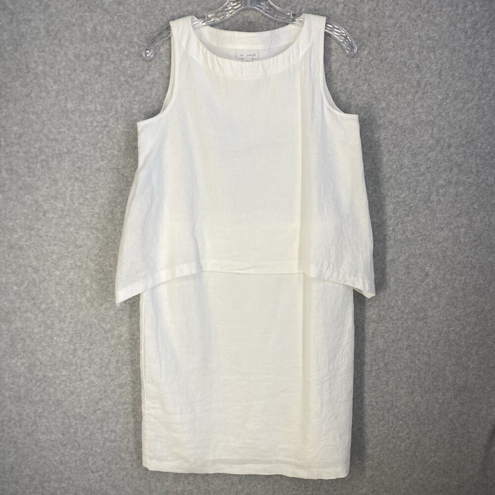 🤍 Pure Jill Womens XS White Linen Sleeveless Layered Dress Lined 🤍